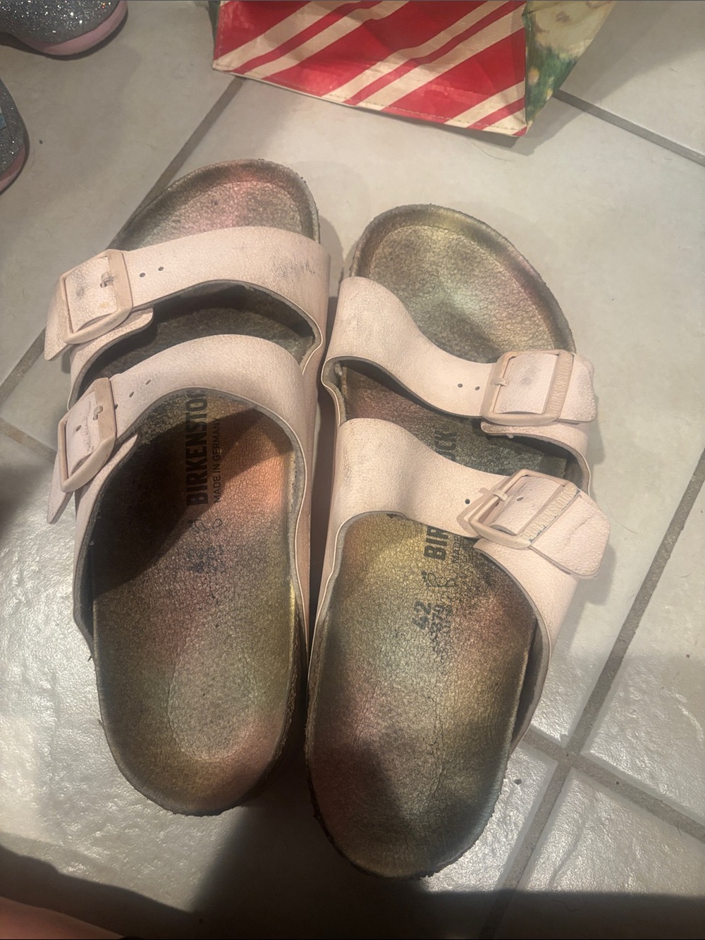 Birkenstock Kids Pale Pink Two-Strap Sandals
